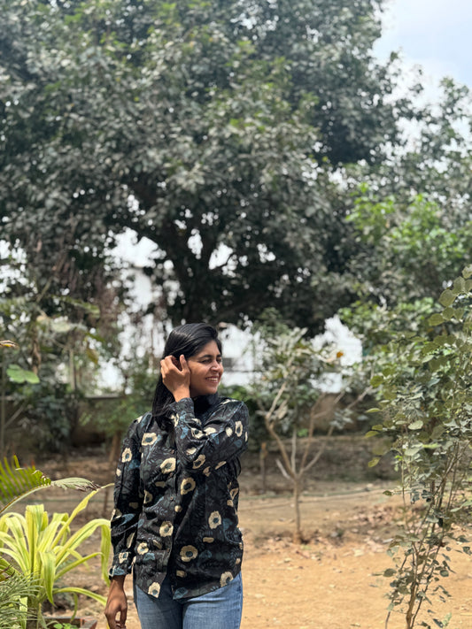 Hand-block printed cotton shirt